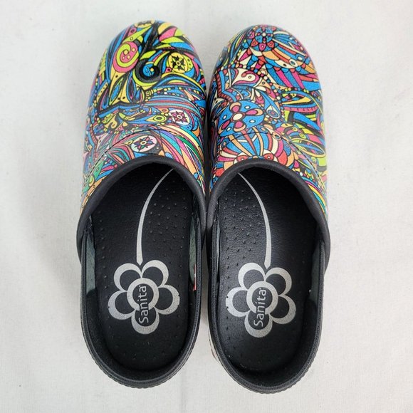 Sanita Multicolor Print Women's Leather Clogs US Size 6.5 EU 37 - Picture 5 of 7